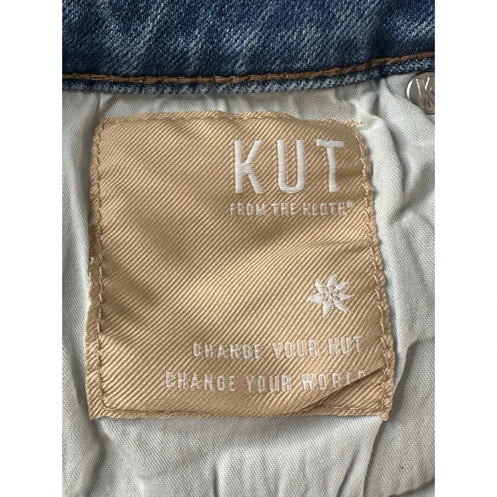 Kut From the Kloth Jeans Women's Size 8 Crop Straight Leg‎ Raw Hem Distressed